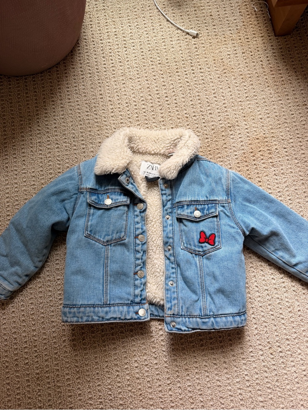 ZARA Disney Kids Sherpa-Lined patch Denim Jacket